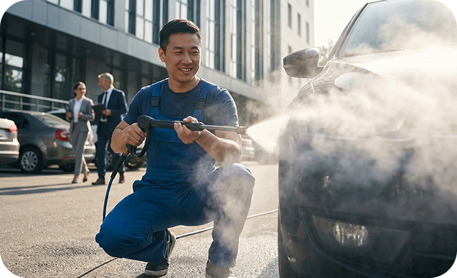 Lavage d'un véhicule d'entreprise par un prestataire Washzone